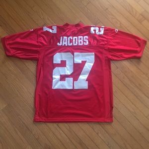 Red Authentic New York Giants Brandon Jacobs jersey by Reebok. Size 48.